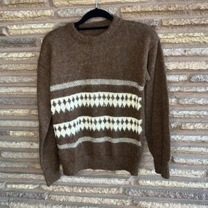 Men's Vintage Alpaca Ethnic Crewneck Sweater